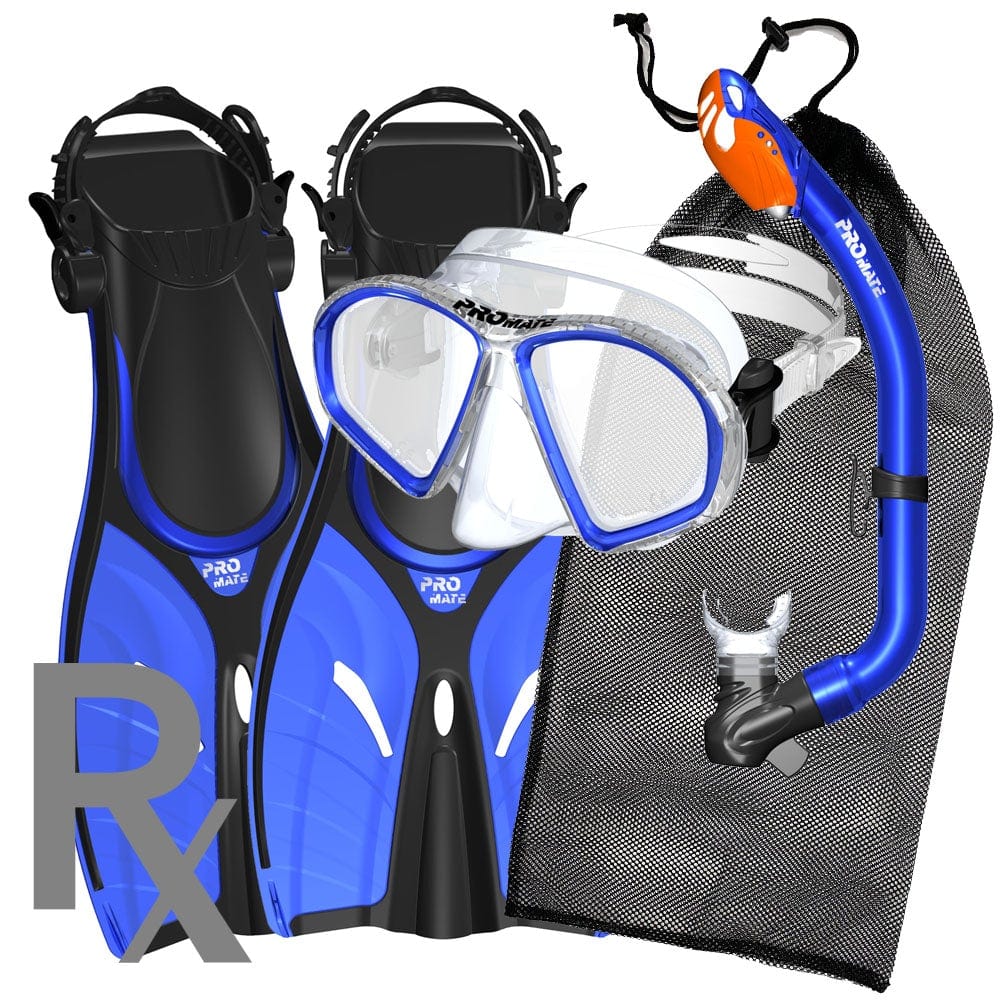 Promate Spectrum Youth Prescription RX Snorkel Combo Set with Snorkeling Fins - SCS0098 RX