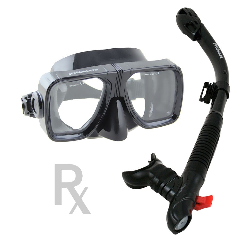 PROMATE Scope Snorkeling Scuba Diving Prescription Mask with Ultra Dry Snorkel Set - SCS0016 RX