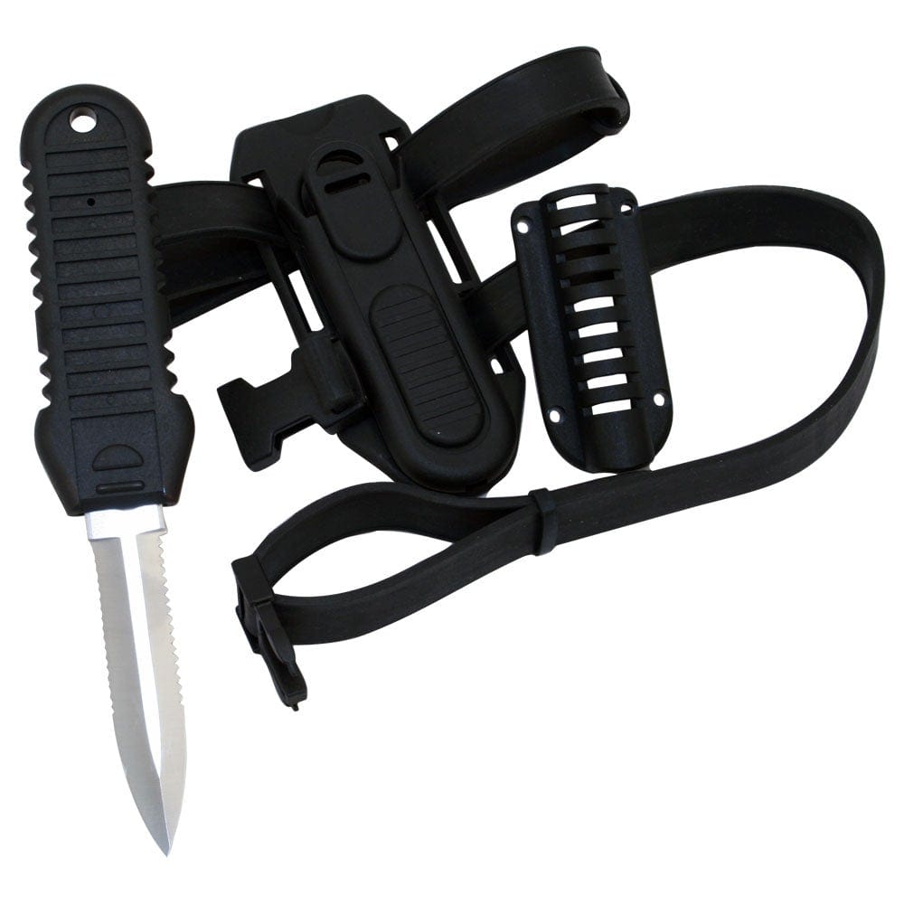 Promate Shark Stainless Steel Scuba Dive Snorkeling Backup 3 3/8 Inch Blade Knife with Adjustable Quick Release Straps