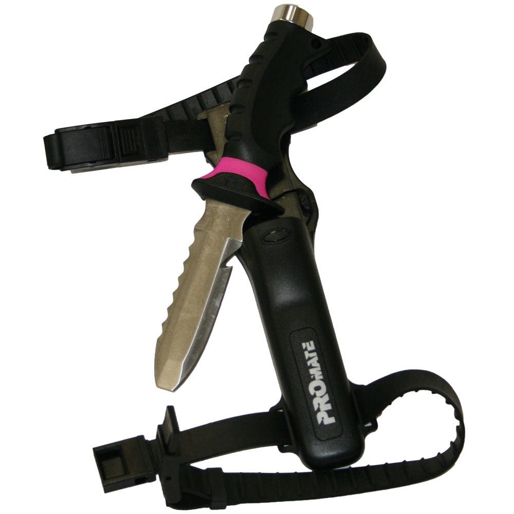 Pink Promate Barracuda Blunt Tip Blade Scuba Diving Snorkeling Knife Quick Release Straps