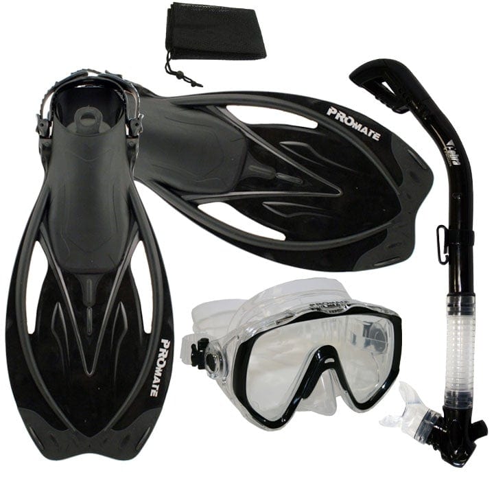 Snorkeling Scuba Dive Mask Dry Snorkel Fins Gear Bag Set - SCS0006