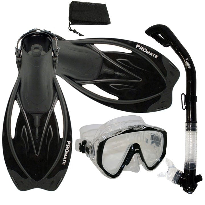 Snorkeling Scuba Dive Mask Dry Snorkel Fins Gear Bag Set - SCS0006 ...