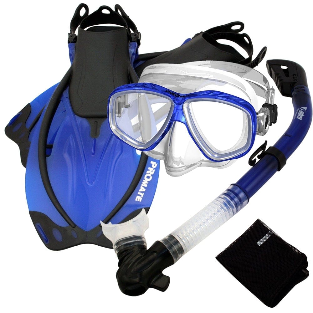 Snorkeling Scuba Dive Dry Snorkel Purge Mask Diving Fins Gear Set, Yellow, SM, Size: Small/Medium