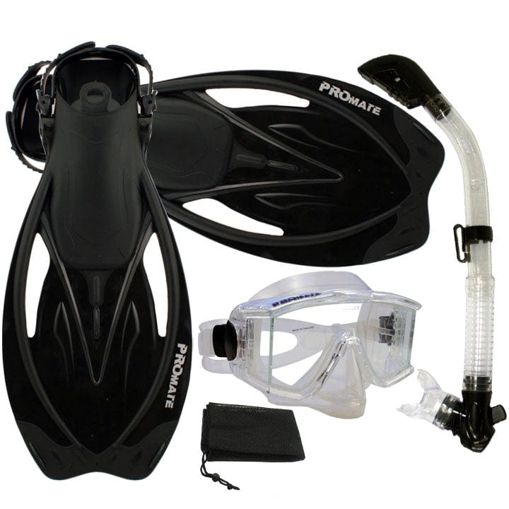 Snorkeling Scuba Dive Snorkel Purge Edgeless Mask Fins Gear Set - SCS0012