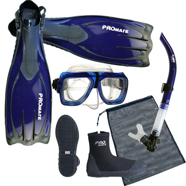 Scuba Dive Snorkeling Mask Snorkel Boots Fins Gear Bag Set