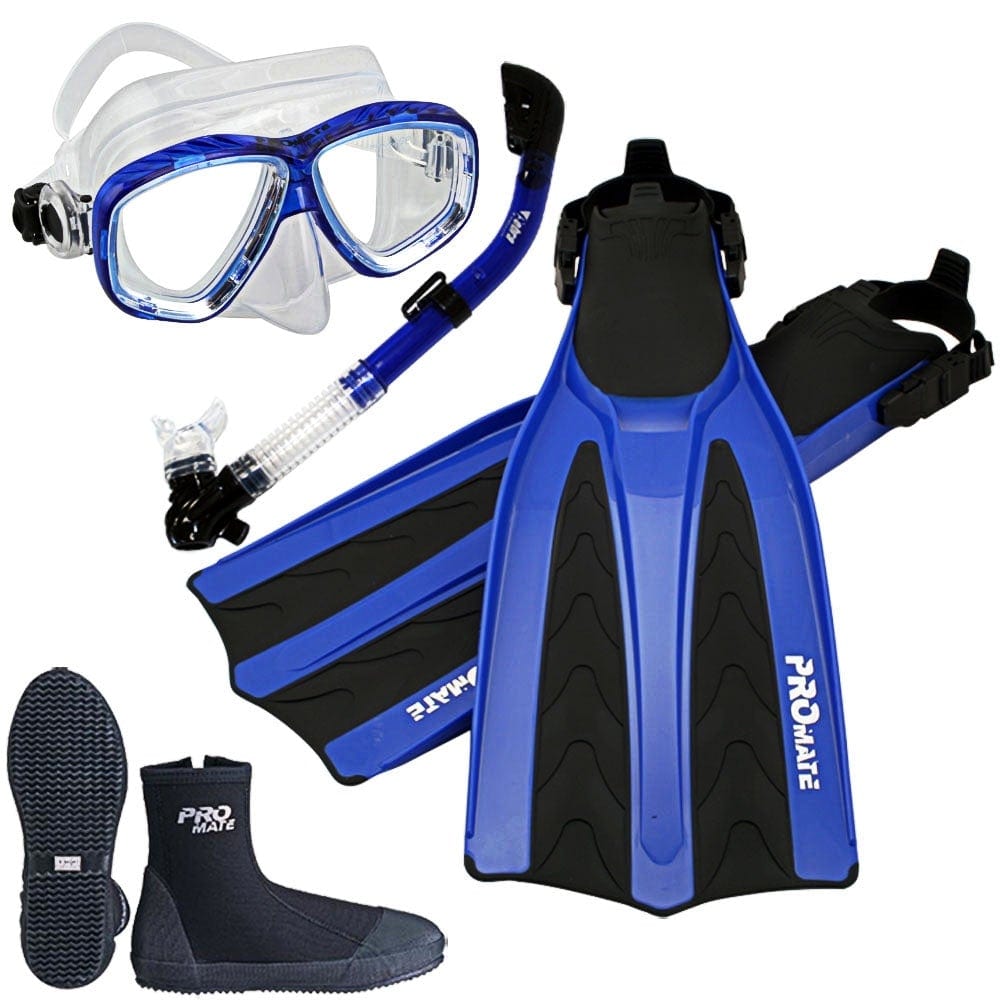 Deluxe Snorkeling Gear Scuba Diving Fins Mask Dry Snorkel Set - SCS007 –  GetWetStore