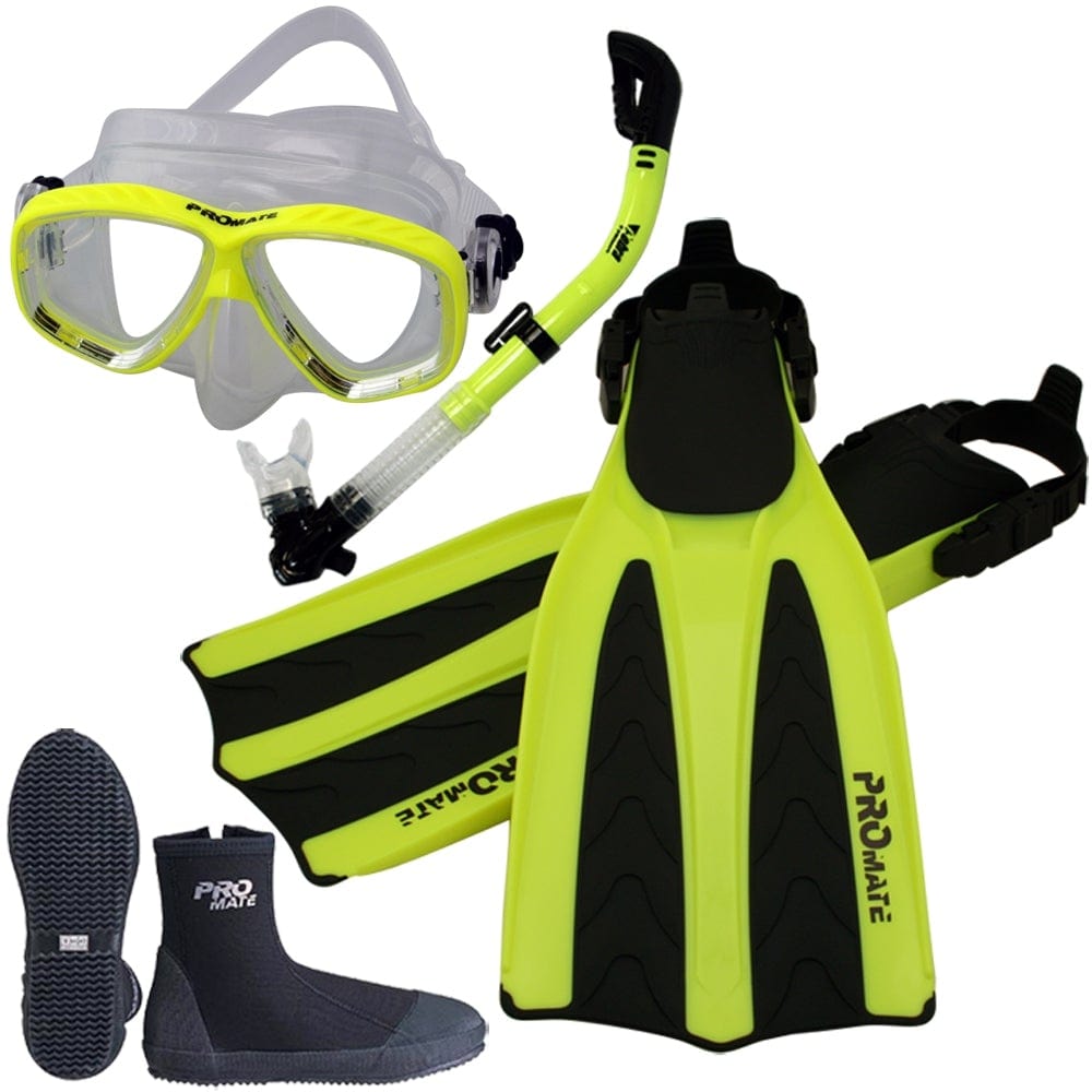 Scuba Dive Fins Boots Dry Snorkel Mask Gear Set - SCS0062
