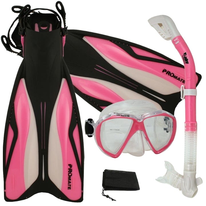 ProMate Snorkeling Gear Bundle: Fins, Mask, Dry Snorkel & Bag
