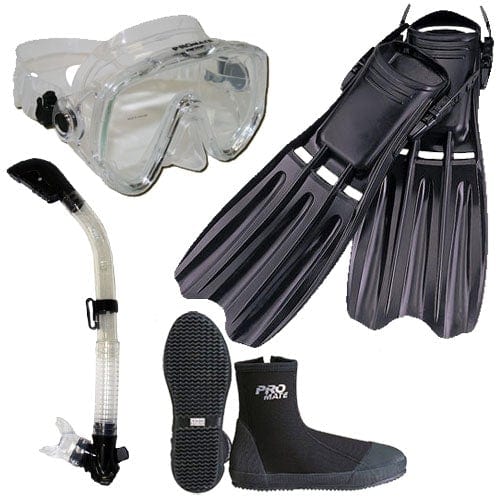 Scuba Diving Fins Boots Extra-Wide Mask Snorkel Set - SCS0085
