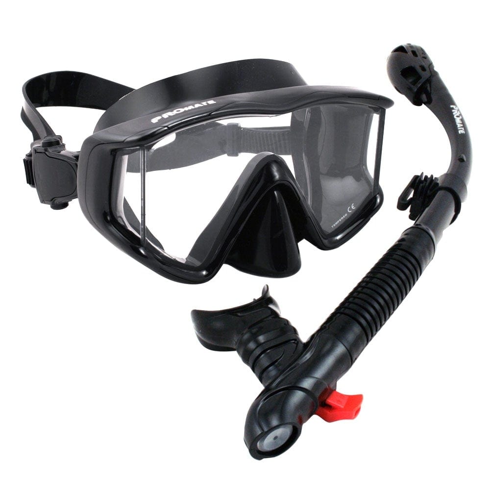 Promate Snorkeling Gear Scuba Dive Panoramic PURGE Mask DRY Snorkel Set