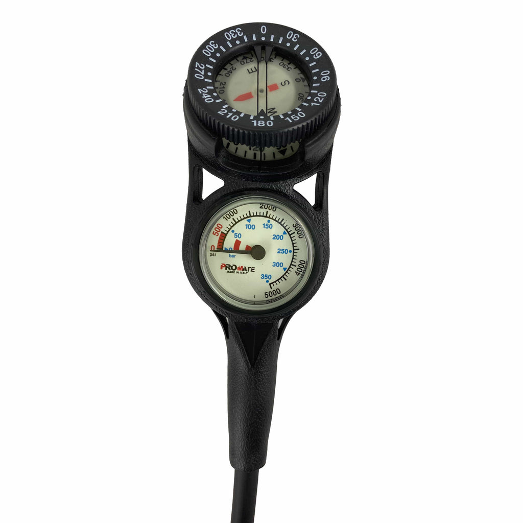 Promate Mini Metal Pressure Gauge with Compass Console, Dual Bar/Psi - MG020