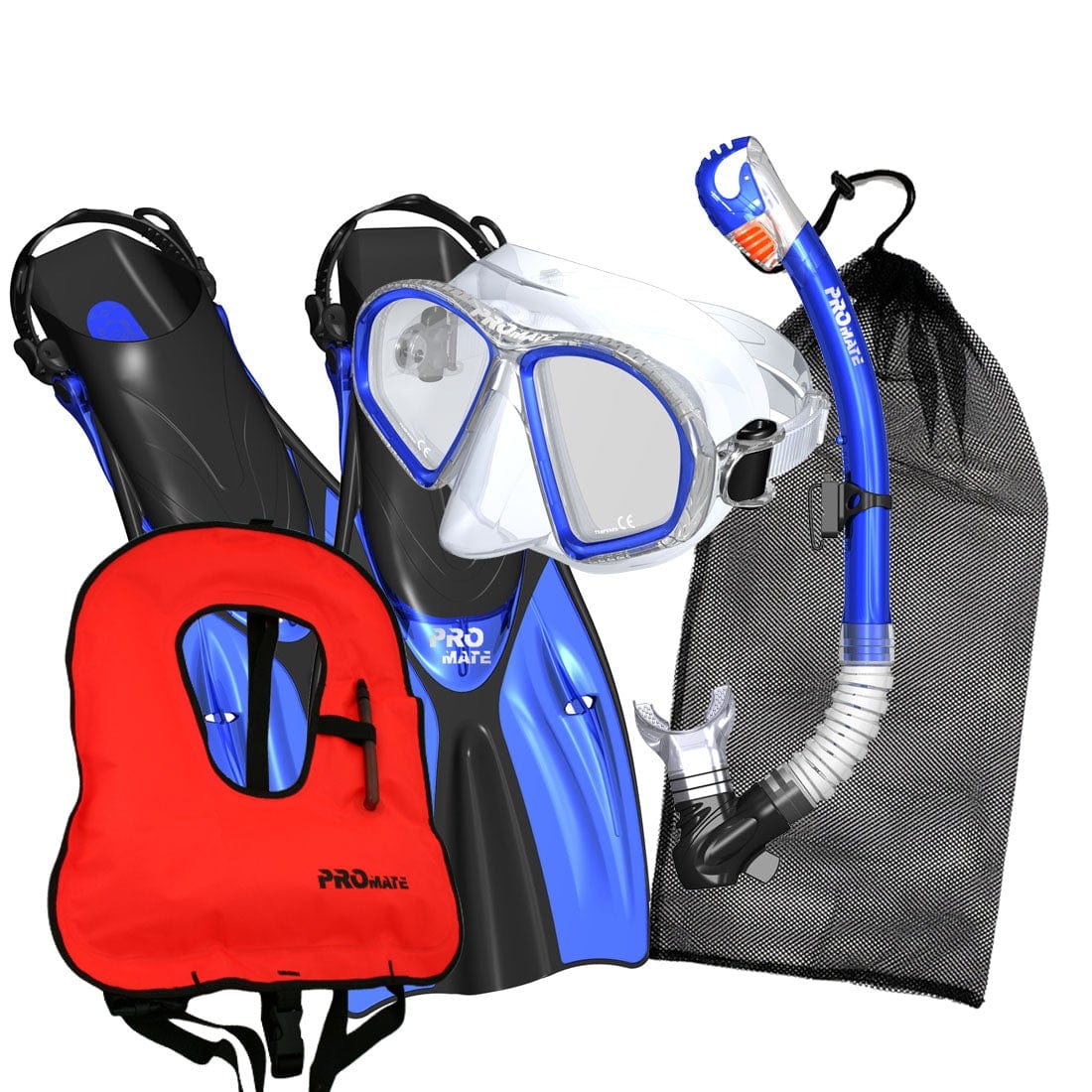 Promate Spectrum Snorkeling Mask Dry Snorkel Fins Gear Bag Set with ...