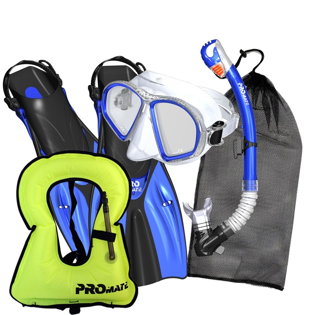 Promate Spectrum Snorkeling Mask Dry Snorkel Fins Gear Bag Set with ...