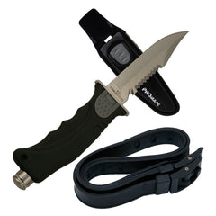 Black Promate Sharp Tip Scuba Diving Snorkeling 4 3/8 Inch Blade Knife with Adjustable Straps
