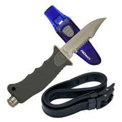 Blue Promate Sharp Tip Scuba Diving Snorkeling 4 3/8 Inch Blade Knife with Adjustable Straps