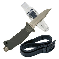 Clear Promate Sharp Tip Scuba Diving Snorkeling 4 3/8 Inch Blade Knife with Adjustable Straps