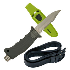 Yellow Promate Sharp Tip Scuba Diving Snorkeling 4 3/8 Inch Blade Knife with Adjustable Straps