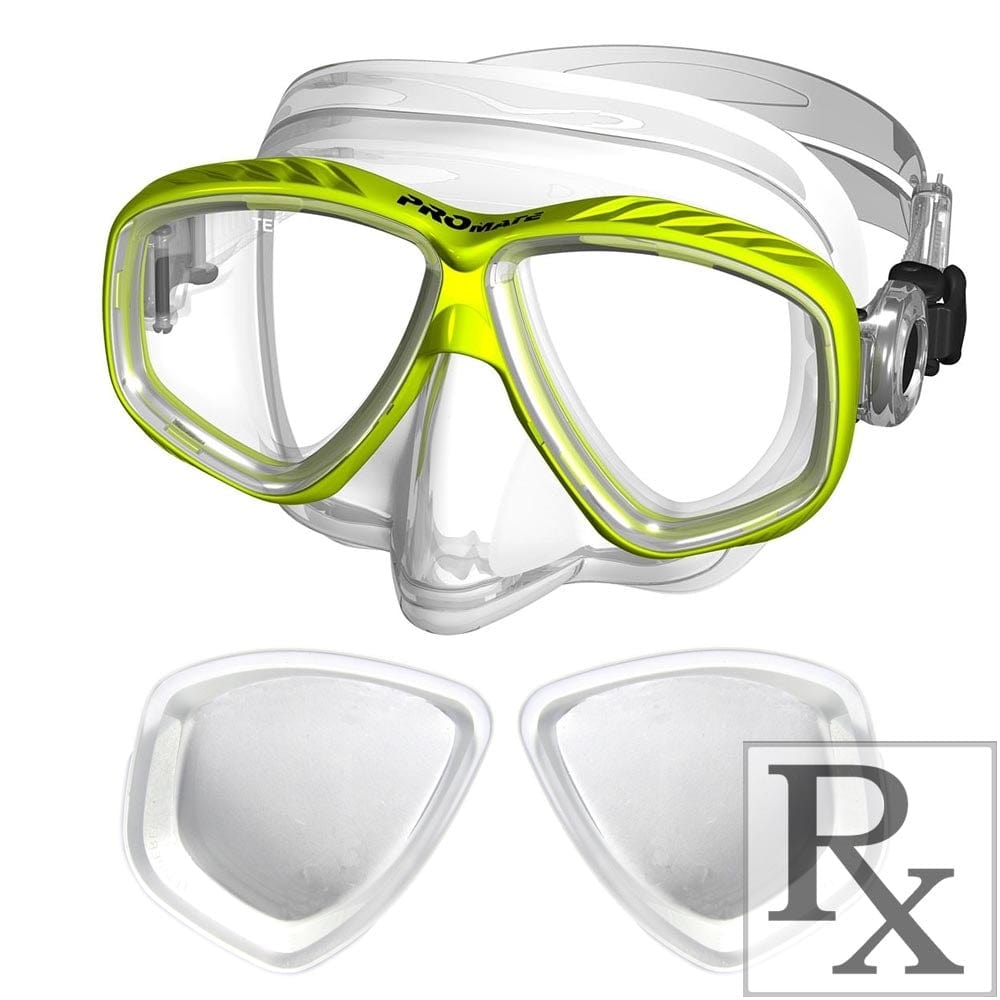Neon Yellow Promate Pro Viewer Prescription Snorkeling Purge Mask