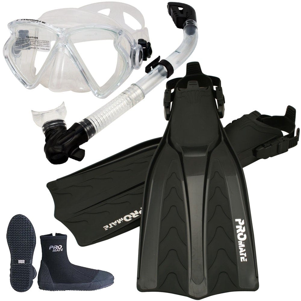 Snorkeling Spearfishing Dive Mask Snorkel Fins Gear Package Set