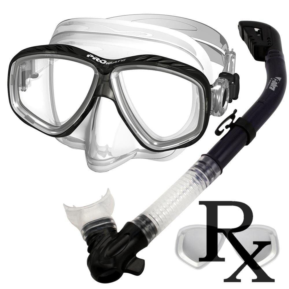 Promate Pro Viewer Purge Mask and Dry Snorkel Combo Set for Scuba Diving Snorkeling - SCS0005