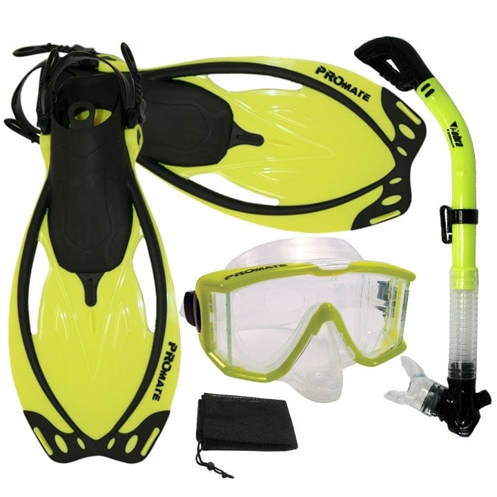 Junior Snorkeling Scuba Diving Mask DRY Snorkel Fins Set for kids with vest  - SCS0040+SV01-Small