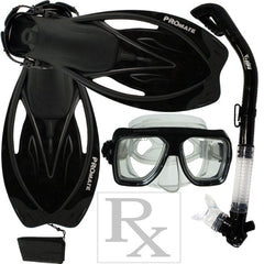 Promate Scope Prescription Mask Dry Snorkel Fins Snorkeling Gear Set - SCS0013 RX