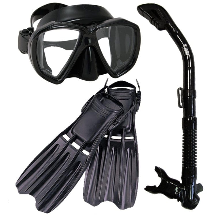 Snorkeling Scuba Dive Mask Dry Snorkel Fins Gear Set - SCS0037 ...