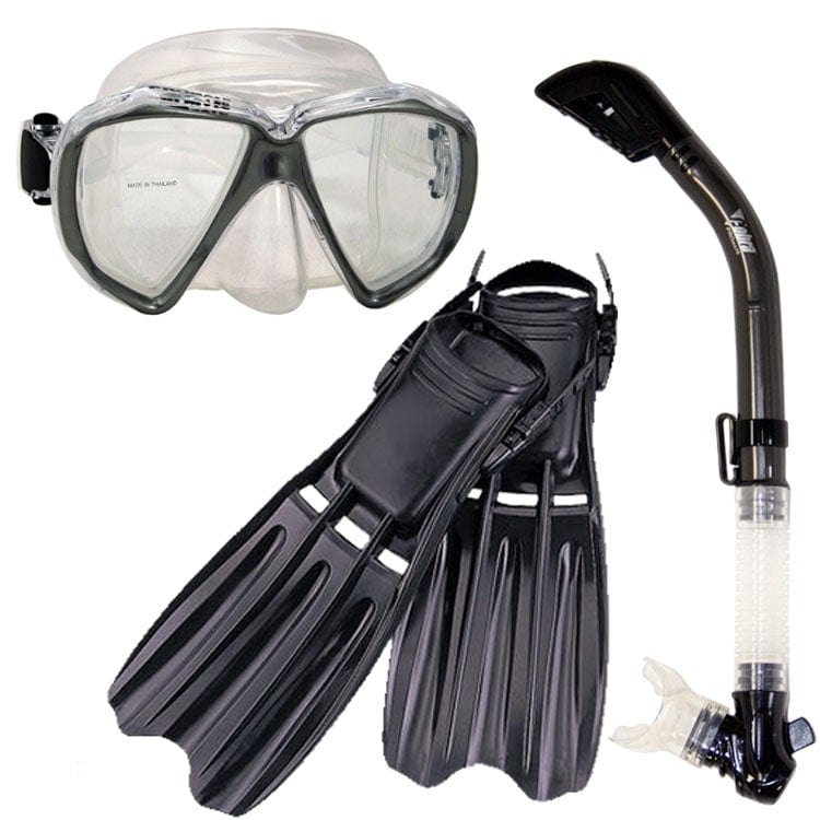 Snorkeling Scuba Dive Mask Dry Snorkel Fins Gear Set - SCS0037 ...