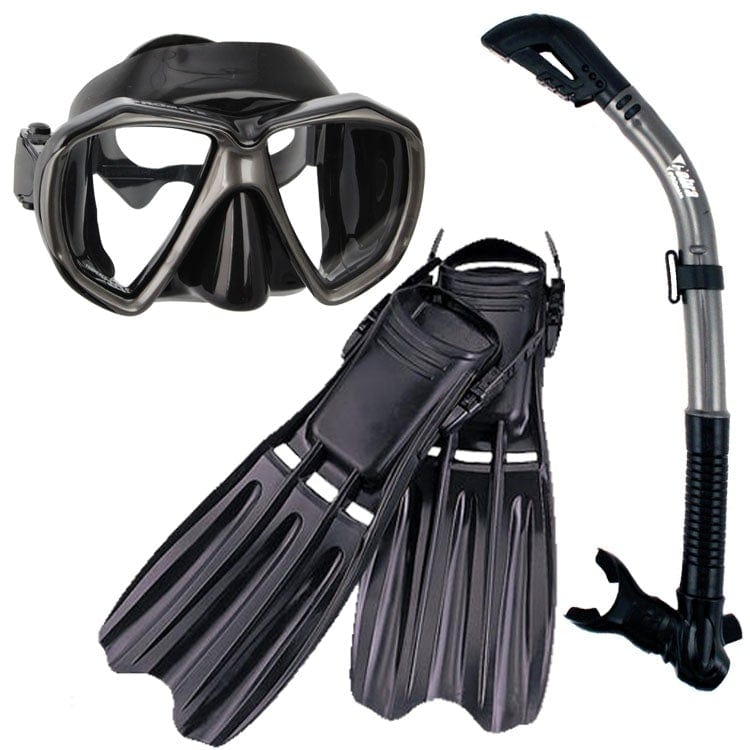 Snorkeling Scuba Dive Mask Dry Snorkel Fins Gear Set - SCS0037 ...