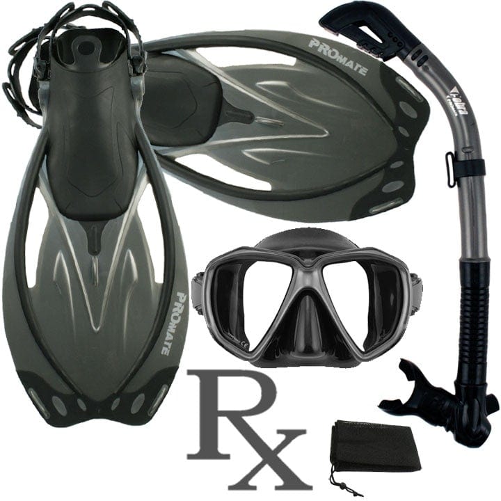 Promate  Fish Eyes  Prescription Mask Dry Snorkel Fins Gear Set - SCS0042 RX