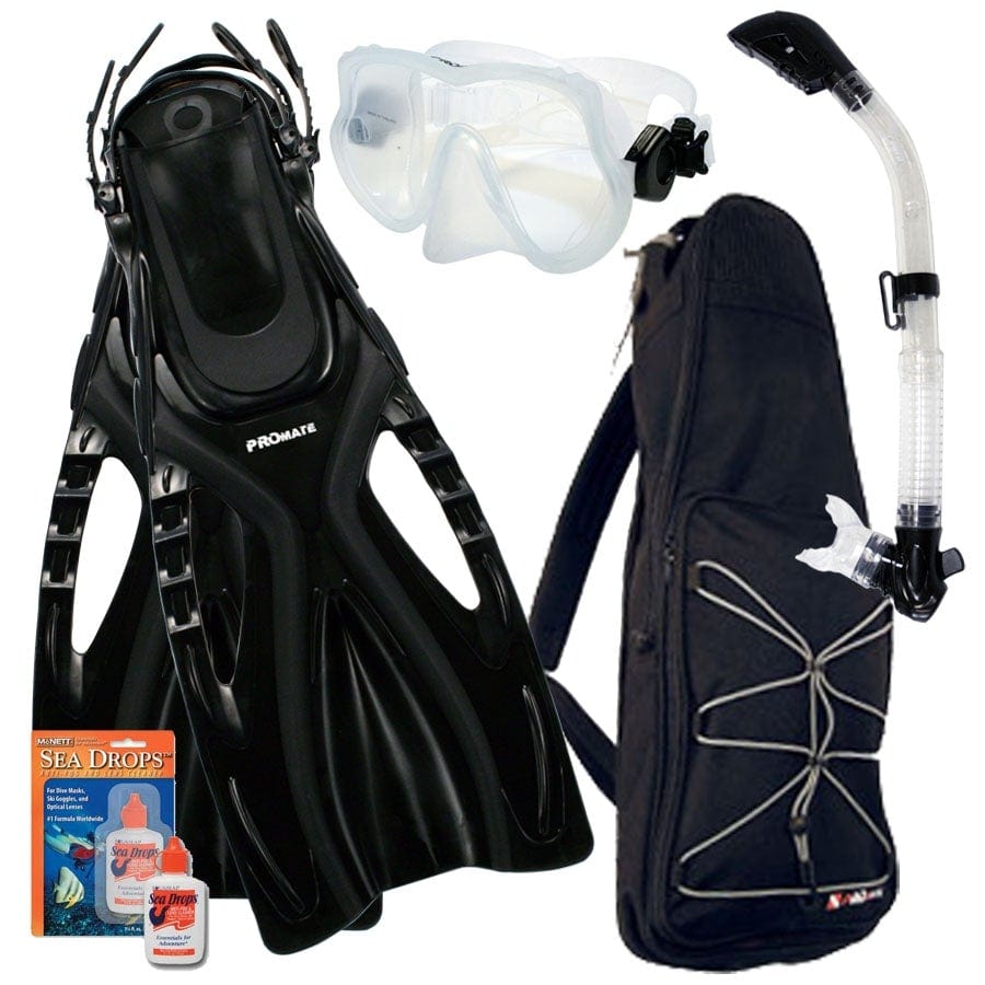 Promate Devil Snorkeling Scuba Diving Snorkel Mask Fins Gear Bag Set -  SCS0043