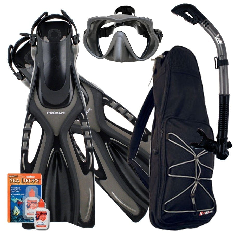 Devil Snorkeling Scuba Diving Snorkel Mask Fins Gear Bag Set - SCS0043 ...