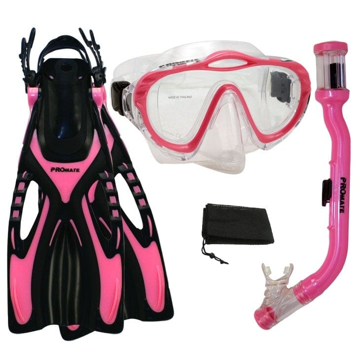 Junior Snorkeling Scuba Dive PURGE Mask DRY Snorkel Fins Gear Set for kids - SCS0057