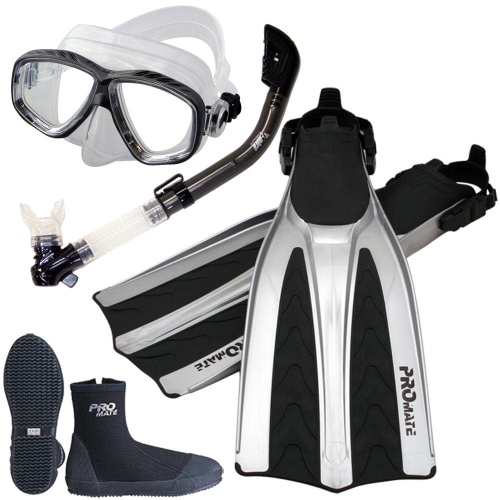 Scuba Dive Fins Boots Dry Snorkel Mask Gear Set - SCS0062 – GetWetStore