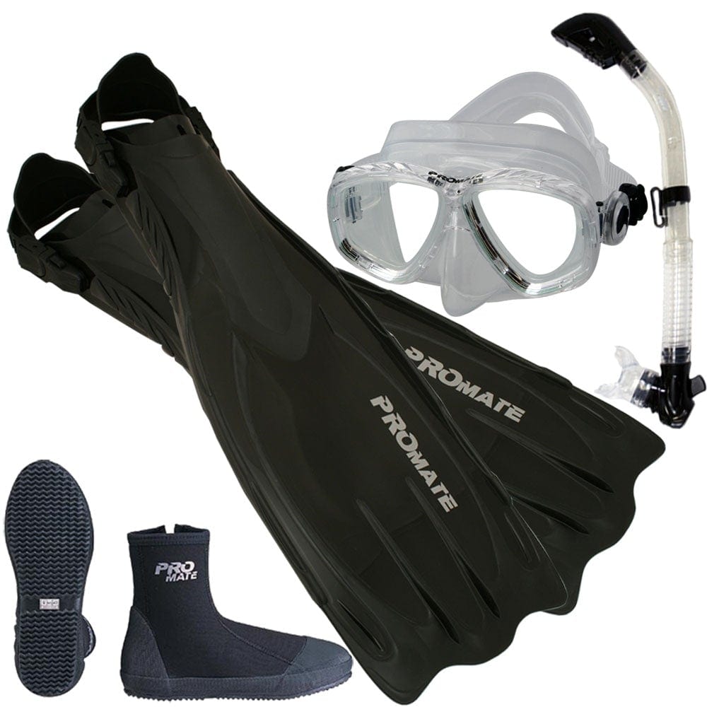 Scuba Dive Fins Boots Dry Snorkel Mask Gear Set - SCS0063