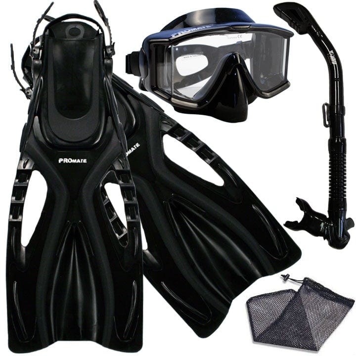 Snorkeling Scuba Dive SIDE-VIEWED PURGE Mask Fins Dry Snorkel Gear Set ...