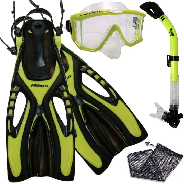 Snorkeling Scuba Dive SIDE-VIEWED PURGE Mask Fins Dry Snorkel Gear Set ...
