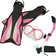 ProMate Snorkel Set: Fins, Mask, Dry Snorkel & Bag