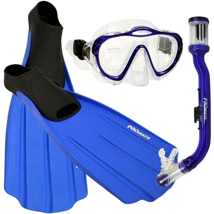 Junior Snorkeling Scuba Dive Mask DRY Snorkel FULL FOOT Fins Set for kids - SCS0076