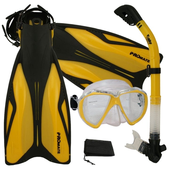 Deluxe Snorkeling Gear Scuba Diving Fins Mask Dry Snorkel Set - SCS007 –  GetWetStore