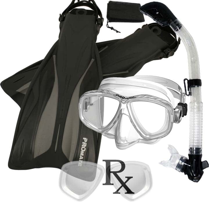 Promate Snorkeling Gear Set: Full Face Purge Mask, Dry Snorkel & Comfort Fins – Ready For Diving