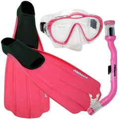Junior Snorkeling Scuba Dive PURGE Mask DRY Snorkel FULL FOOT Fins Gear Set for kids - SCS0087