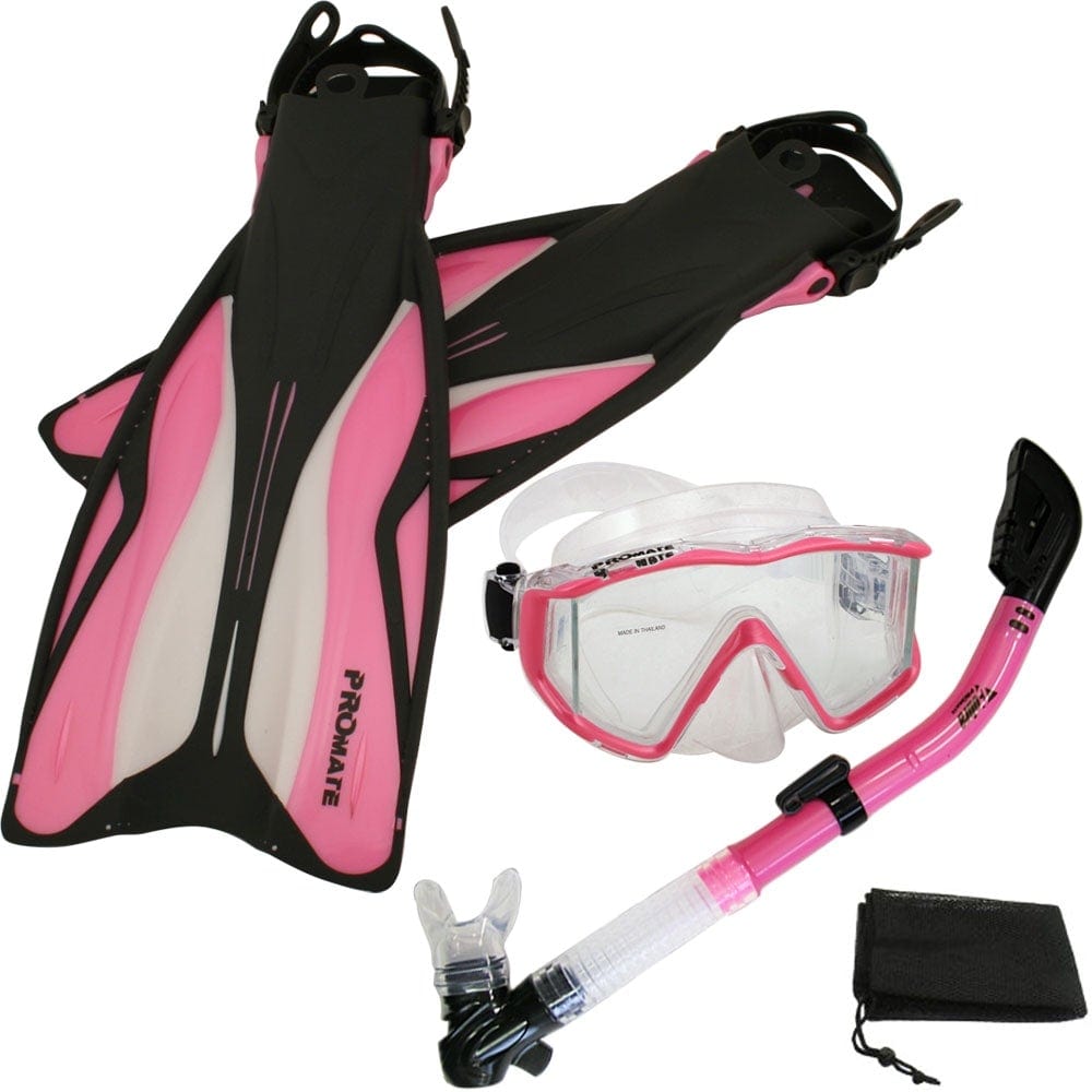 Snorkeling Panoramic Scuba Dive Mask Dry Snorkel Fins Deluxe Set - SCS ...