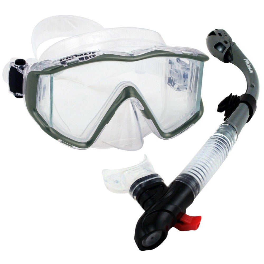 Promate Snorkeling Gear Scuba Dive Panoramic PURGE Mask DRY Snorkel Se ...