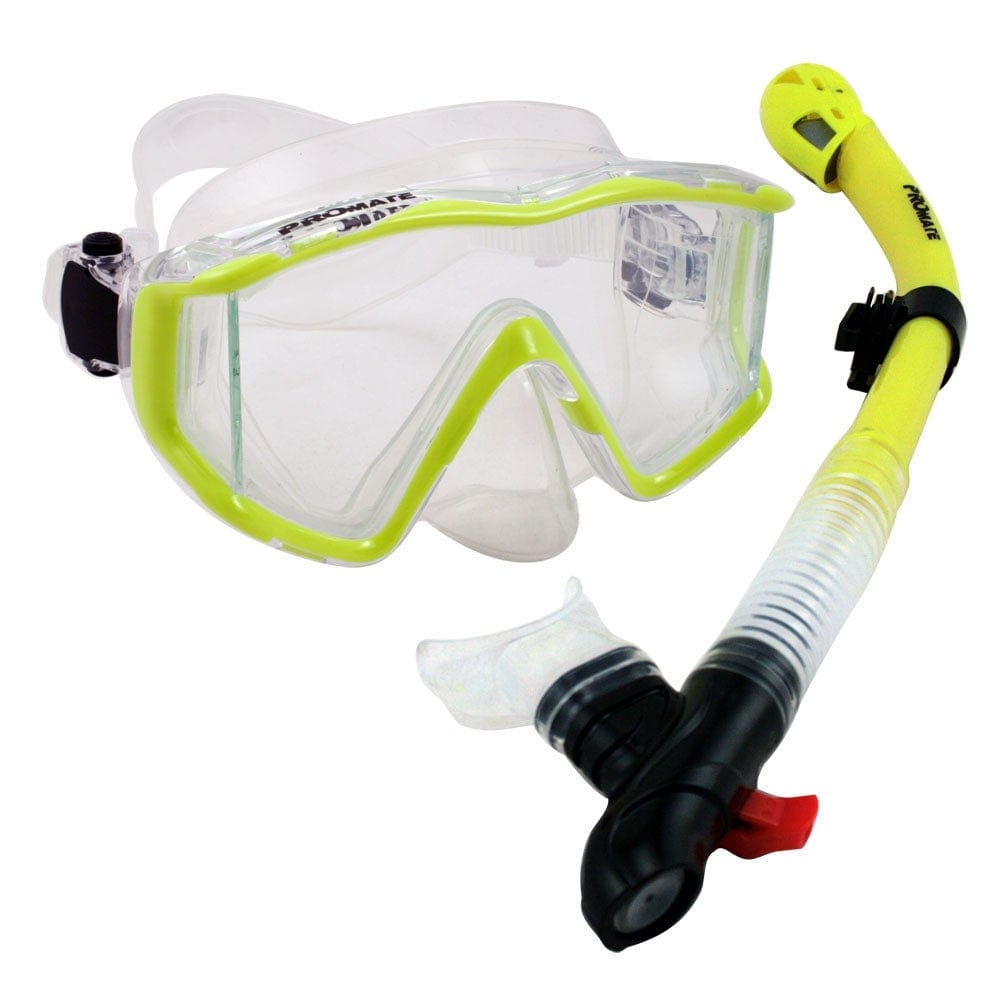snorkel gear Promate Snorkeling Gear Scuba Dive Panoramic PURGE Mask DRY Snorkel Se – GetWetStore