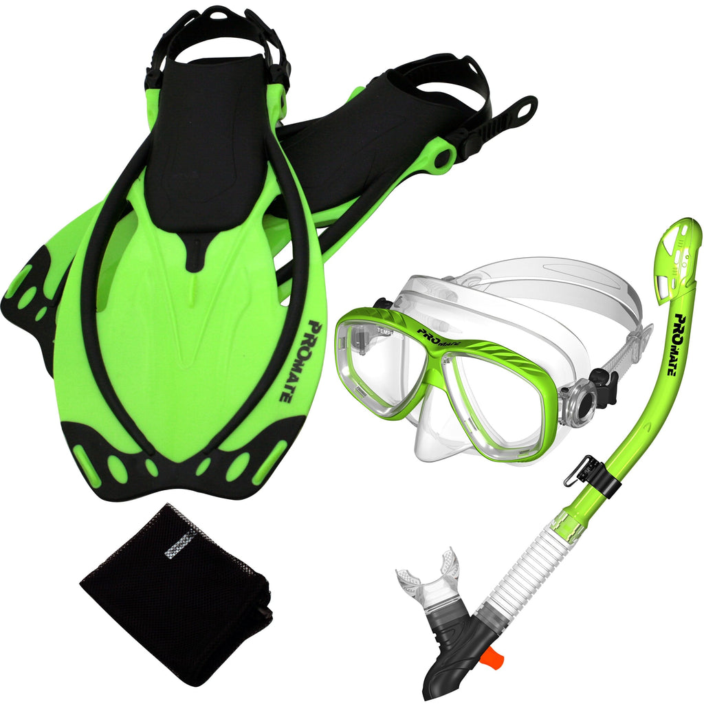 Promate Snorkeling Mask Dry Snorkel Fins Mesh Gear Bag Set - SCS0094