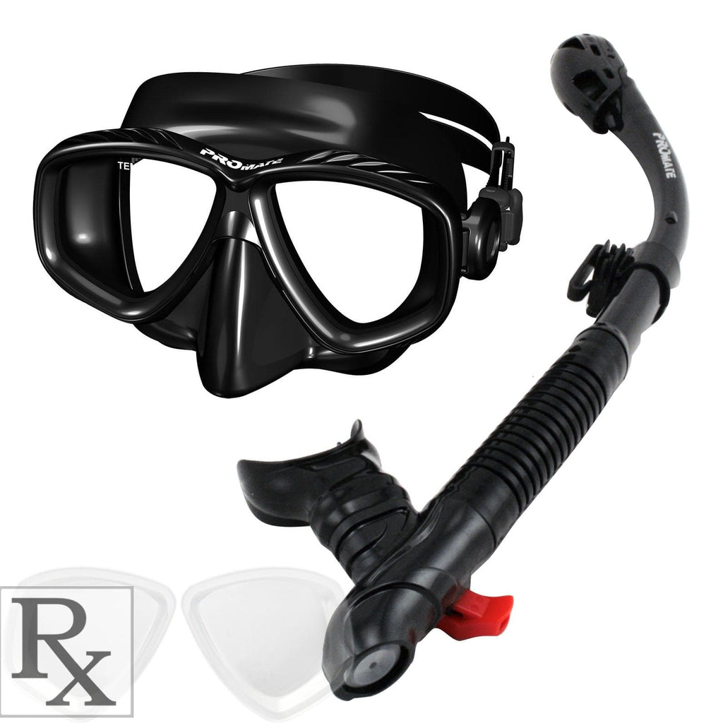 Promate Pro Viewer Prescription Snorkeling Purge Mask and Ultra Dry Sn ...