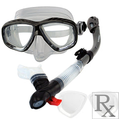 Promate Pro Viewer Prescription Snorkeling Purge Mask and Ultra Dry Snorkel Combo Set - SCS0096 RX