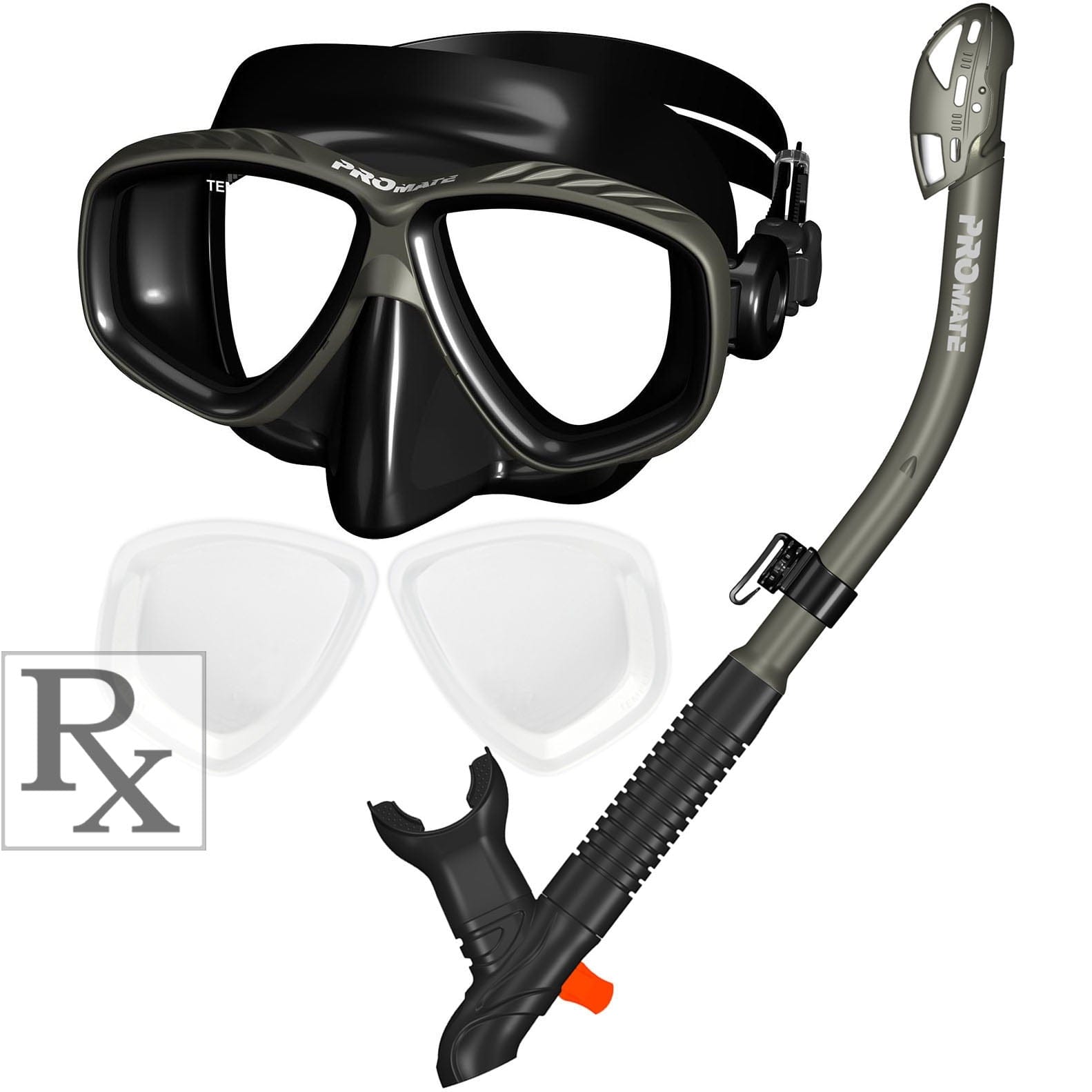 Promate Pro Viewer Prescription Snorkeling Purge Mask and Ultra Dry Sn ...