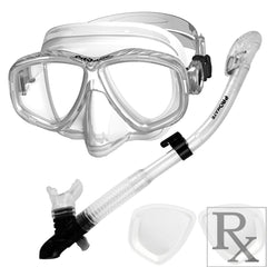 Promate Pro Viewer Prescription Snorkeling Purge Mask and Ultra Dry Snorkel Combo Set - SCS0096 RX